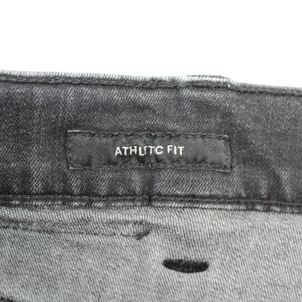 Lucky Brand 37 X 33 Athletic Fit Black Flex Straight Leg Distressed Denim Jeans - Picture 9 of 11